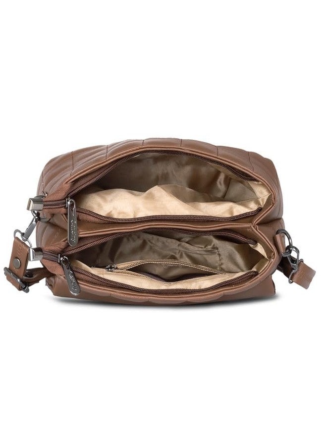 كاتشي حقيبة يد نسائية جذابة من الجلد الصناعي البني مع إغلاق مغناطيسي - Image 5